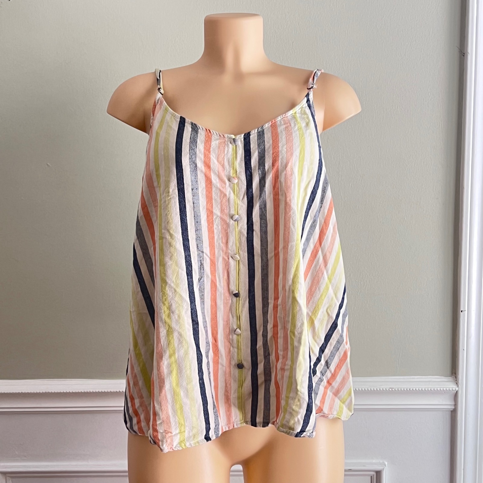 Perch By Blu Pepper Cami Tank Top Womens 3xl Striped Pastel Boho Summer